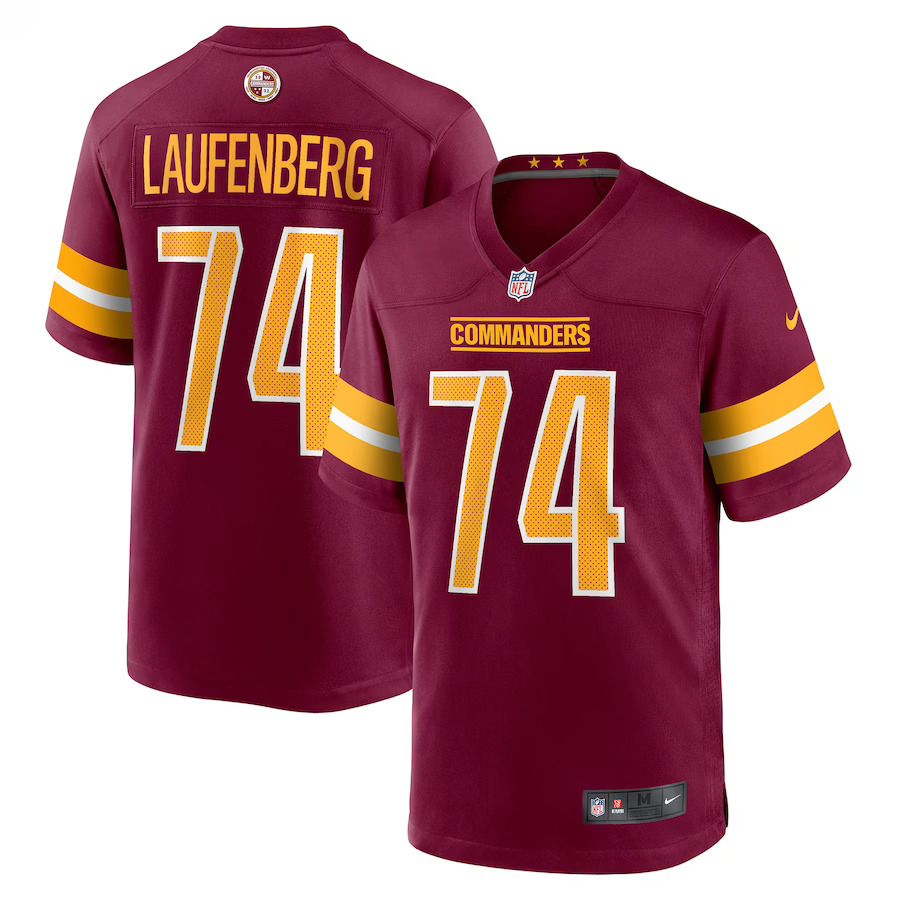 Men Washington Commanders #74 Nolan Laufenberg Nike Burgundy Game NFL Jersey->washington commanders->NFL Jersey